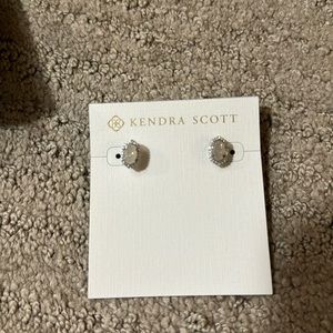Kendra Scott brand new pave Diamond earrings with opal middle